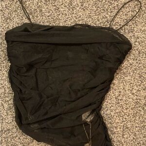 COMMENSE black mesh tank top